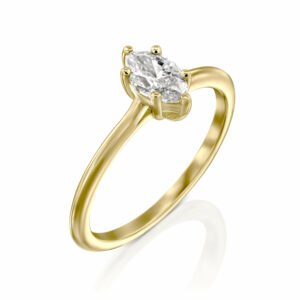 טבעת אירוסין סוליטר מרקיזה זהב צהוב תכשיטי יהלומים Cohen's Diamond's